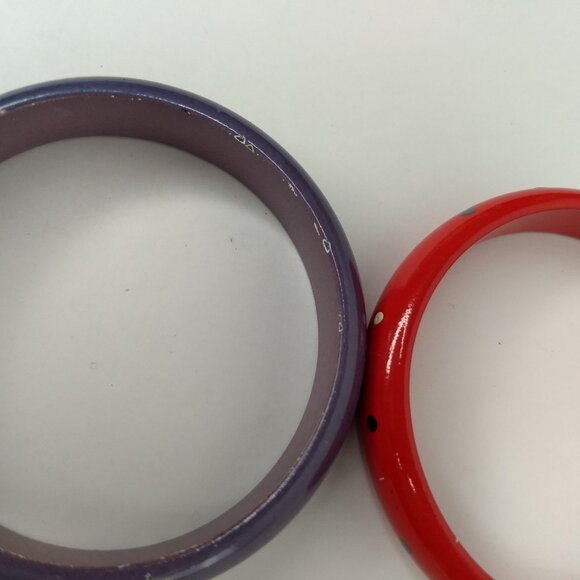 Painted Wood Stacking Bangle Bracelet Lot Purple Red 80s 90s Retro Kidcore Fun - Picture 9 of 15